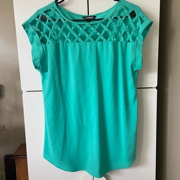 WOMENS EXPRESS GREEN SCOOP NECK TOP BLOUSE SIZE SP - Picture 1 of 9